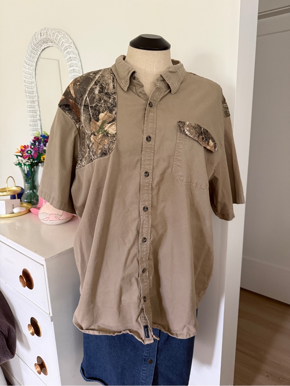 Plus Size Magellan Outdoors Short Sleeve Button-Down Shirt - Khaki & Camo